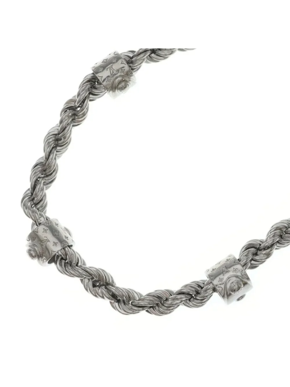 Louis Vuitton LV Rope Monogram Chain Necklace Silver